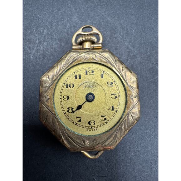 Antique Accessories - Vintage Reid Swiss Art Deco Swiss Watch Octagon Case Gold Filled 15 Jewels